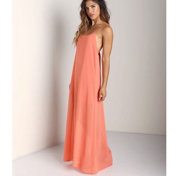 NWT SHOW ME YOUR MUMU T-Rex Coral Open Back Maxi Dress Size Small - Picture 1 of 14